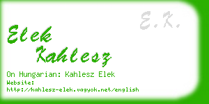 elek kahlesz business card